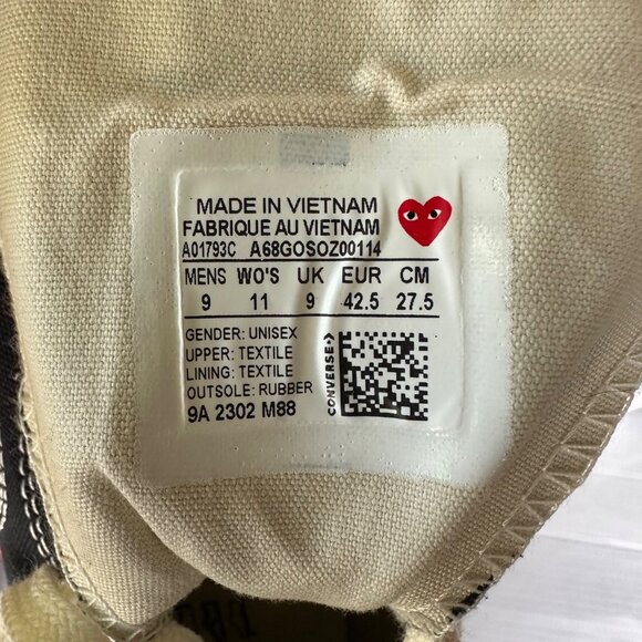 ❤️Converse Chuck 70 Hi Comme Des Garçons Play 9 Men's Shoes Red Sneaker A01793C - Picture 9 of 9